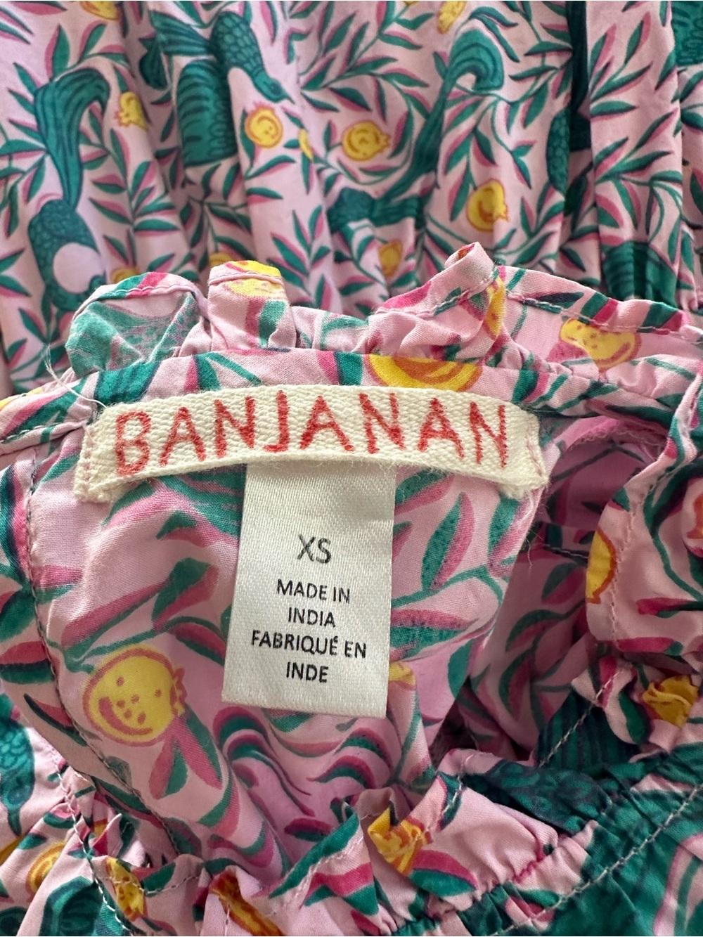 Banjanan Floral Print Mini Dress, Pink yellow & blue, Size XS 100% Cotton - Picture 11 of 13